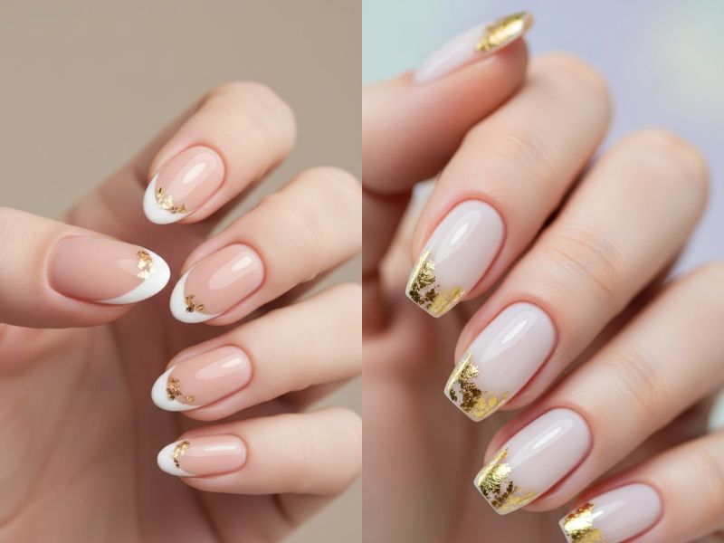 Almond French With Gold Foil Detail