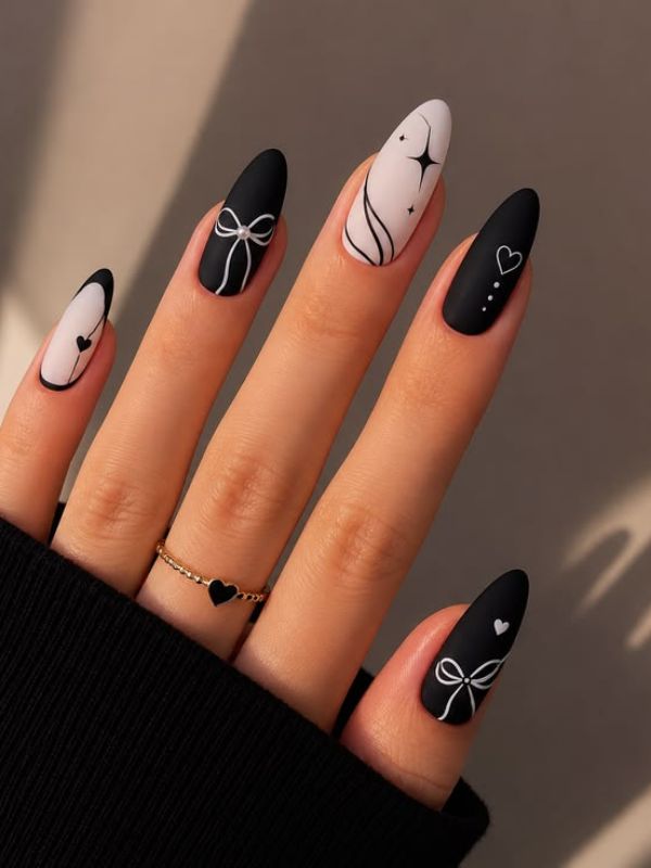 Black with White Minimalist Line Detail
