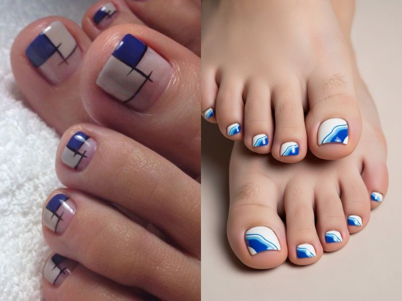 Blue Geometric Triangles on White