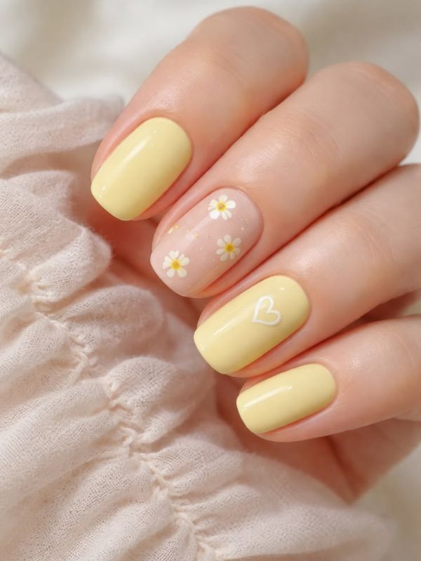 Butter Yellow with White Smile Line