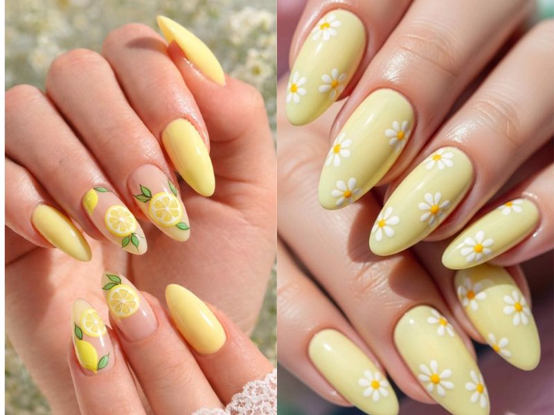 Lemon Sorbet Oval Nails