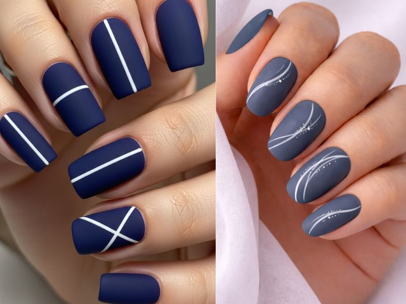 Matte Navy with Minimal White Lines