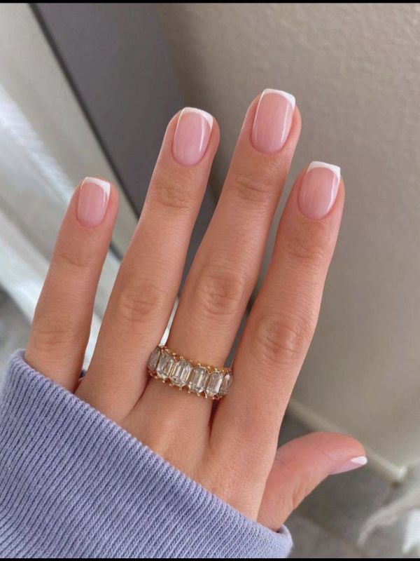 Micro French Tips on Short Square Nails