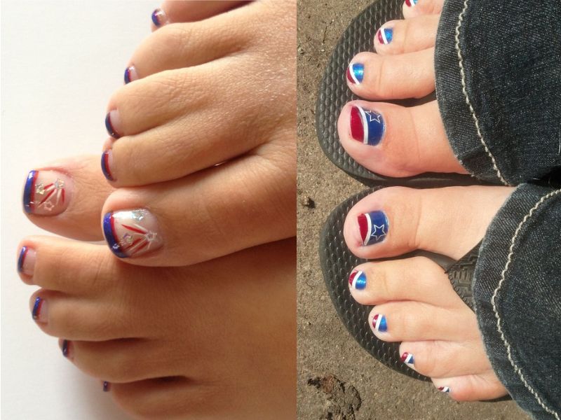 Minimalist Thin Red Line on White and Blue