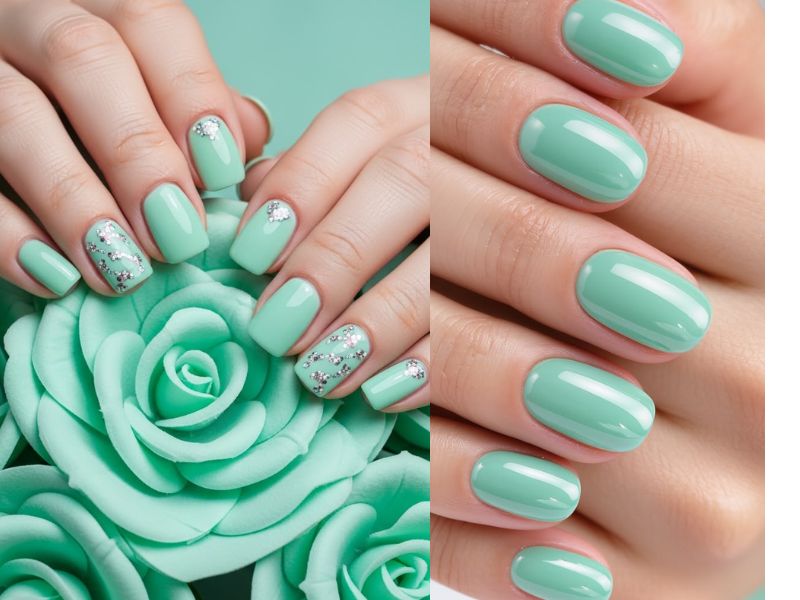 Mint Mojito Short Almond Nails