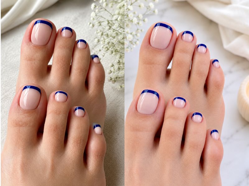 Navy Base with White Tip French Ombre