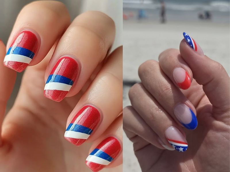 Negative Space Flag Inspired Nails