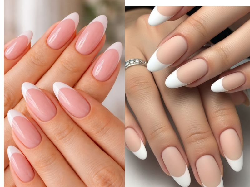 Neutral French With Micro Glitter