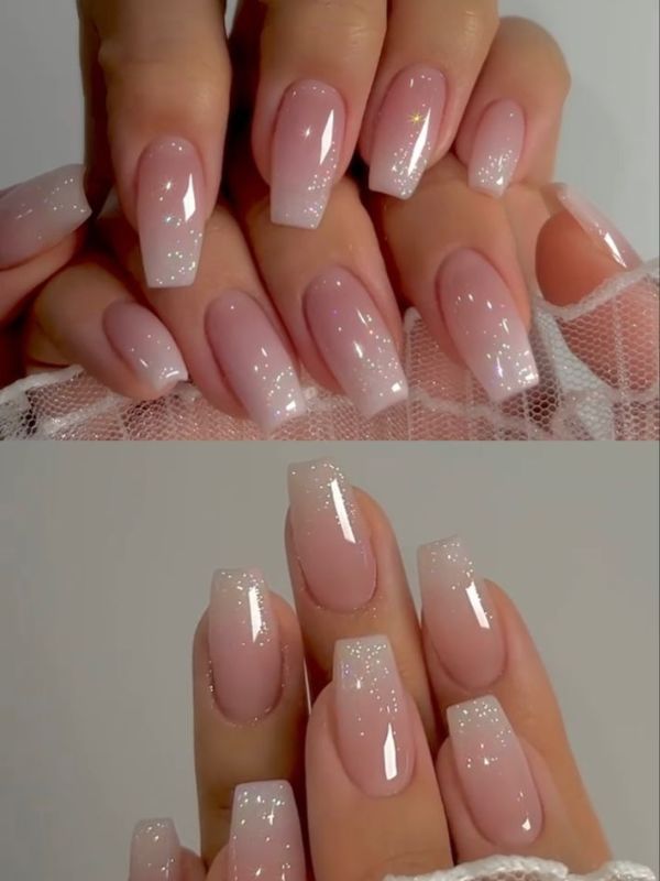 Nude Sparkle French Tips