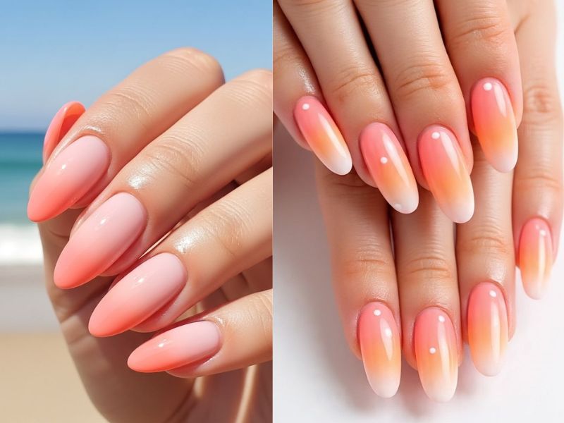 Pink Sunset Ombre Coffin Nails