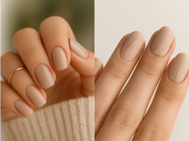 Sandy Beige Minimalist Short Nails