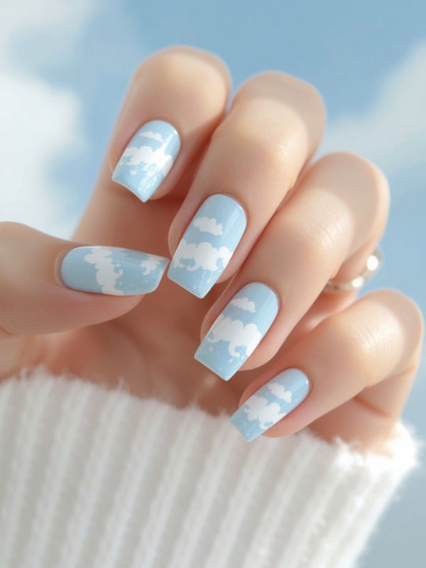Soft Blue Cloud Puffs