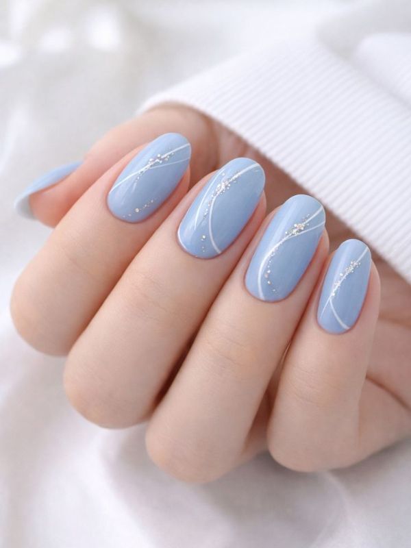 Soft Blue with Tiny Wave Design