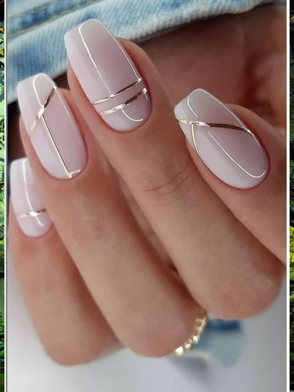 White Chrome Negative Space Stripes