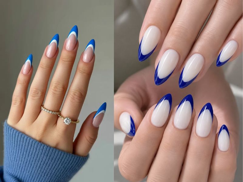 Whitewashed Almond With Cobalt Tips