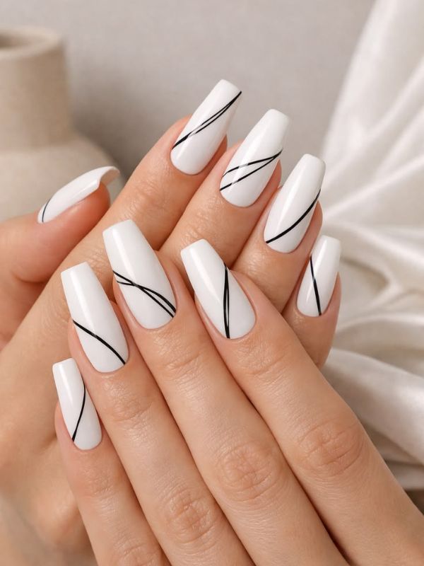 Black with White Minimalist Line 