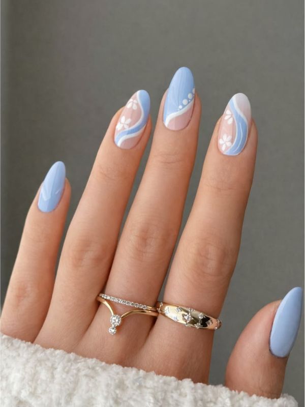 Soft Blue with Tiny Wave Design