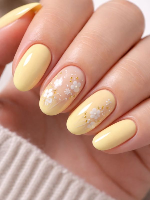 Butter Yellow with White Smile Line