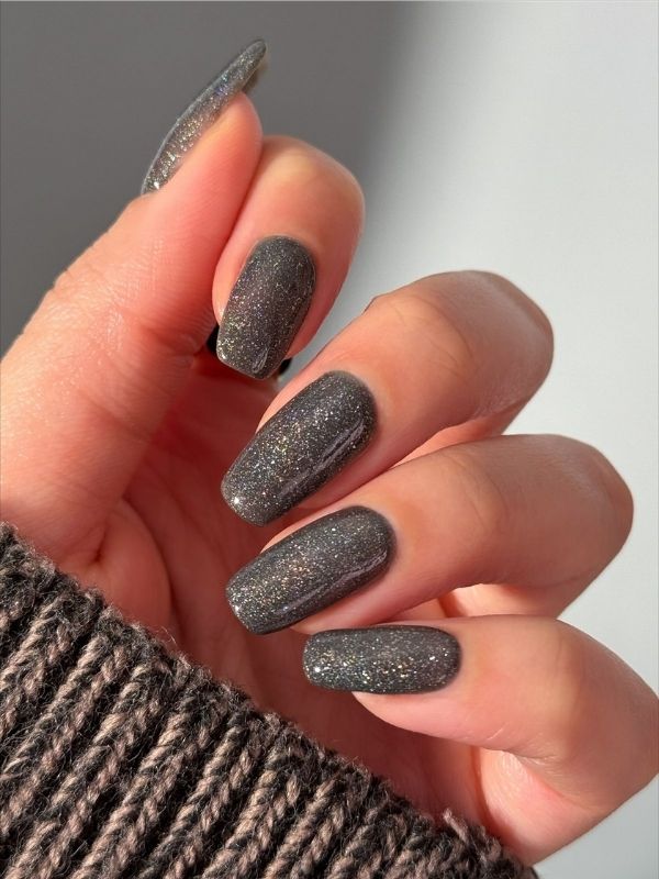 Charcoal Gray with Silver Accent Nail