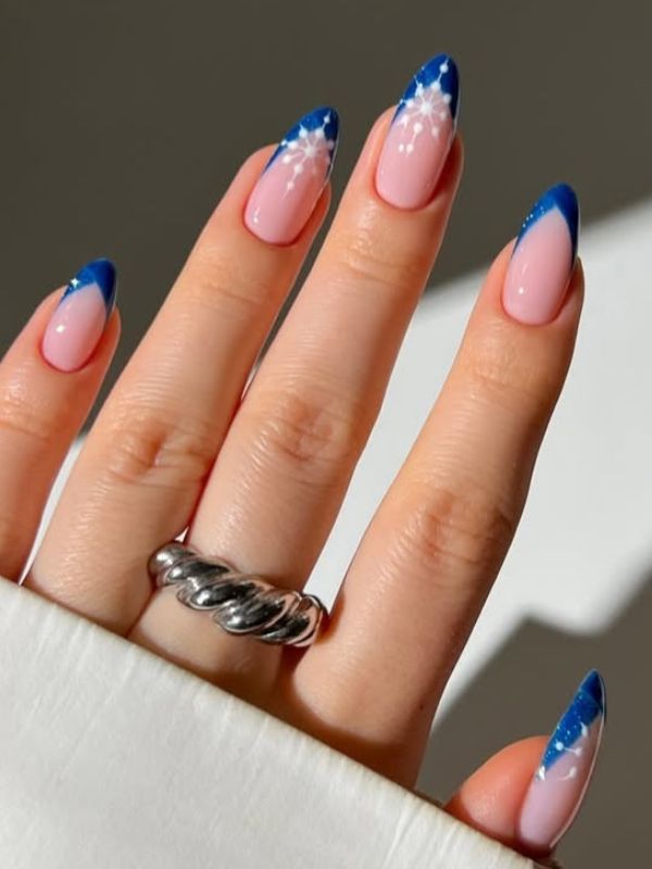 Cobalt Blue Milky French Tips