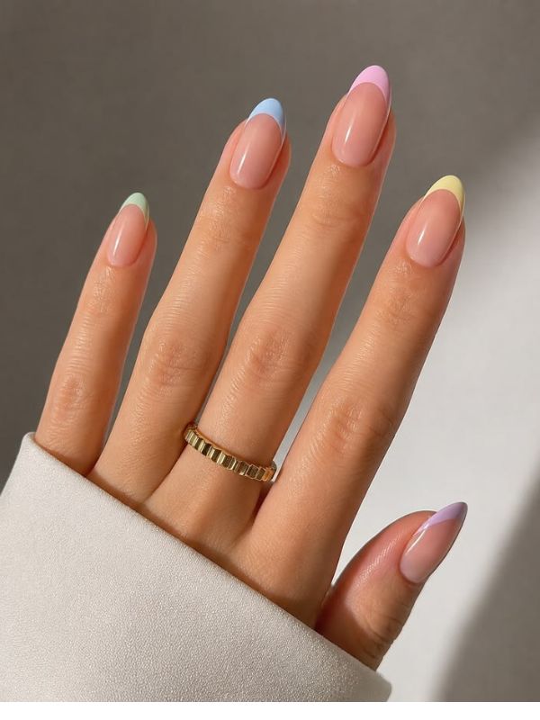 Colorful French Tips in Pastel Shades