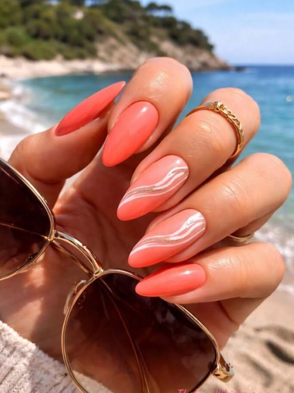 Coral with Negative Space Wave Design