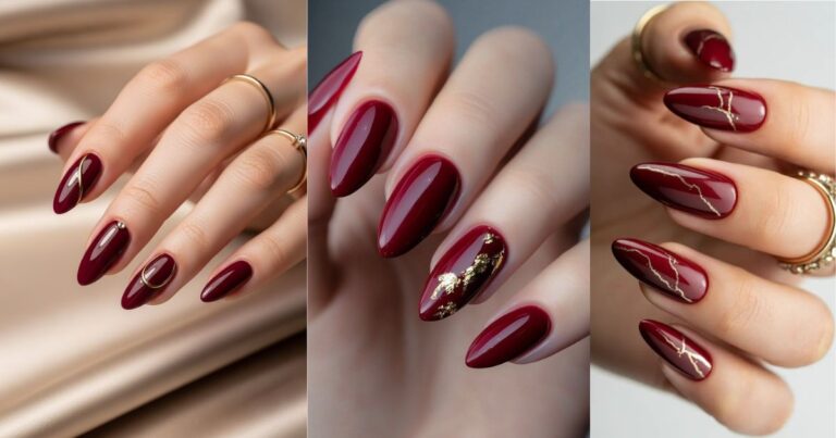 Dark Red Nail Inspo