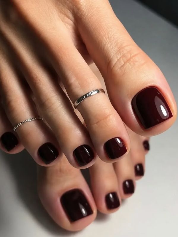 Deep Burgundy Pedicure
