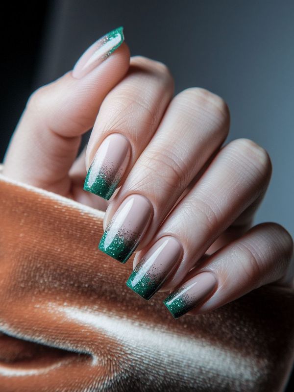 Deep Green Glitter Gradient