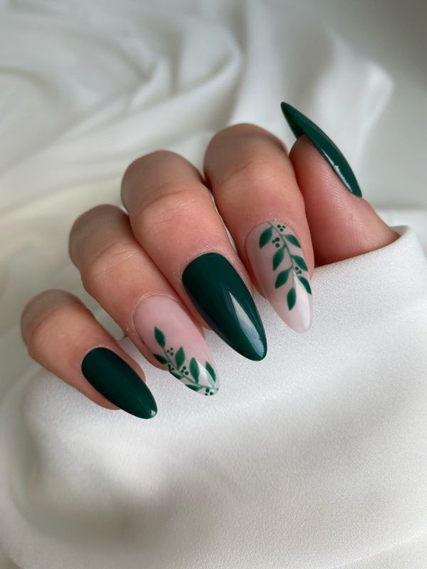Forest Green Matte Nails