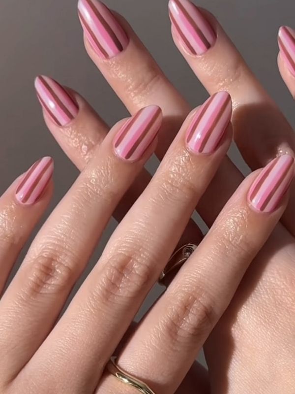 Glossy Blush Pink with Minimalist Stripe