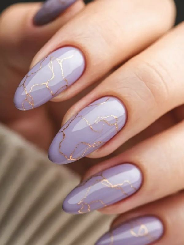 Lavender Marble with Gold Swirls