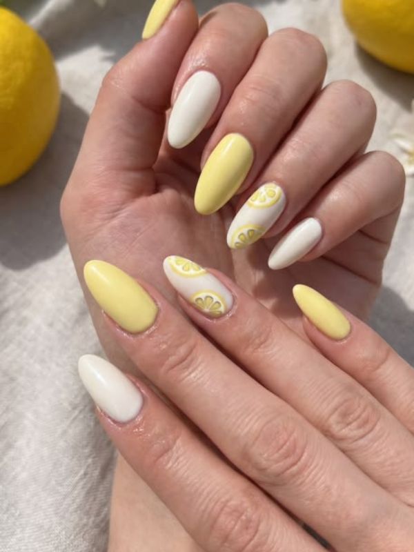 Lemon Sorbet Almond Nails