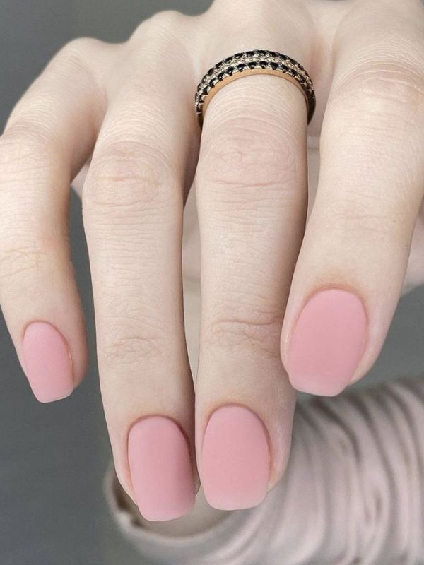 Matte Blush Short Nails
