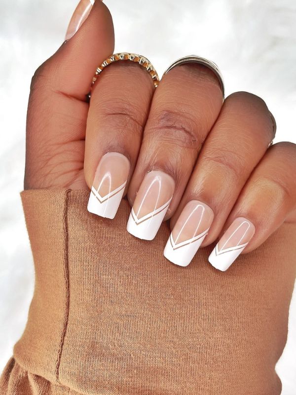 Matte French Tips with Modern Texture