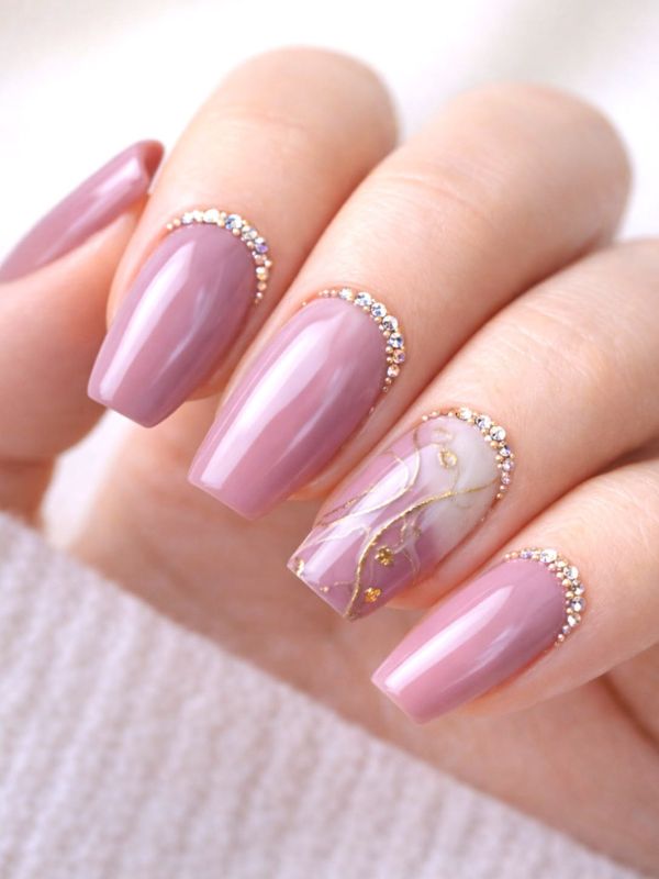 Mauve Pink Swirl with Pearl Accents