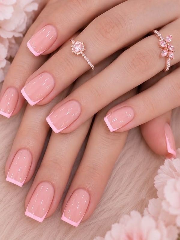 Milky Pink Square Nails