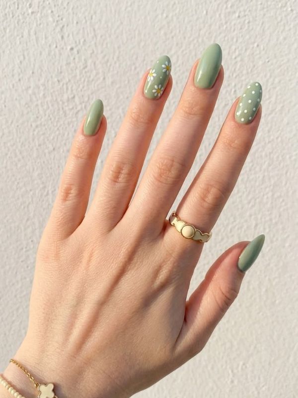 Moss Green Minimal Dots