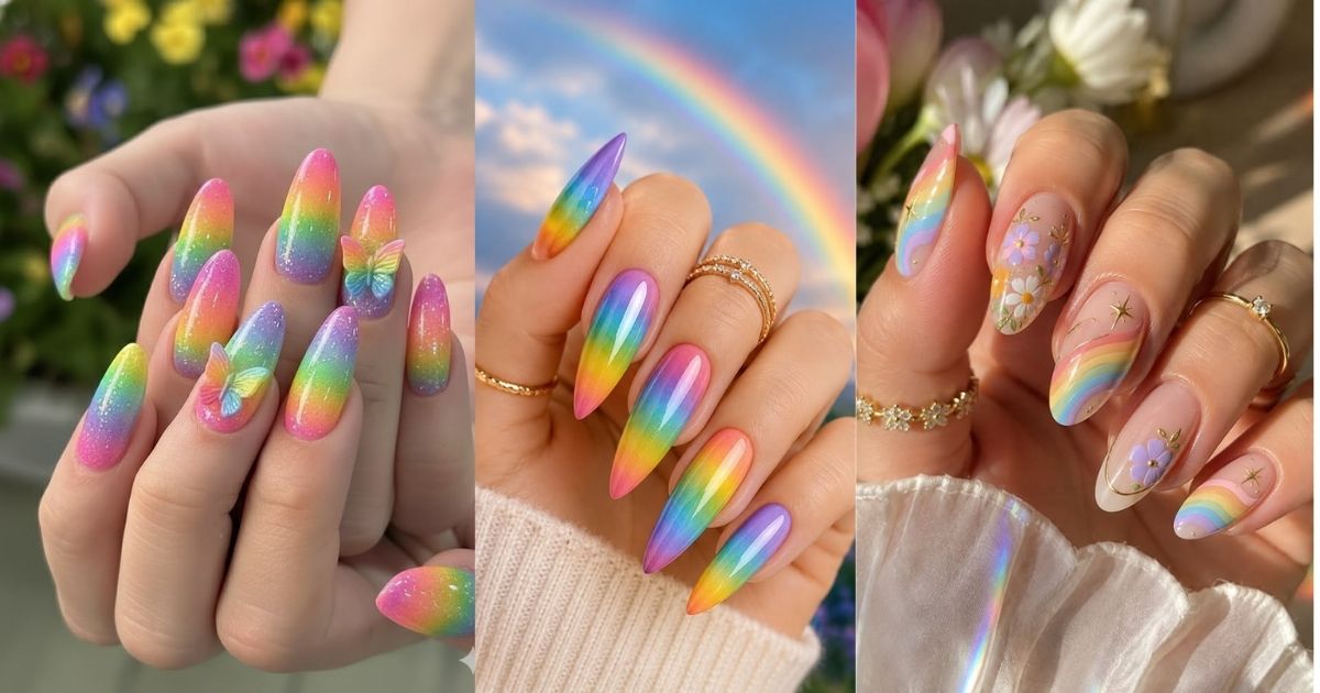 Simple Rainbow Nails