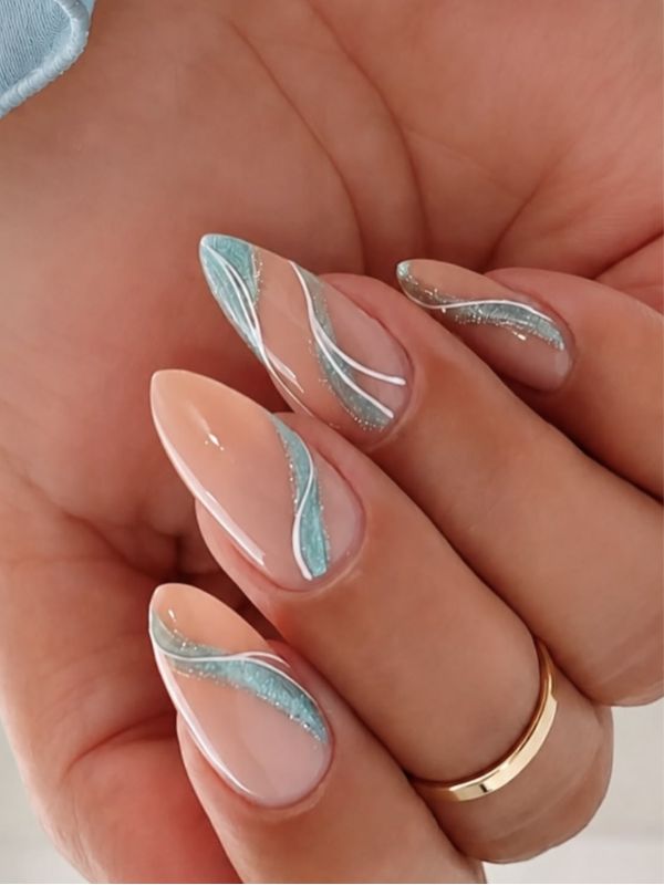 Nude Waves Almond Nails