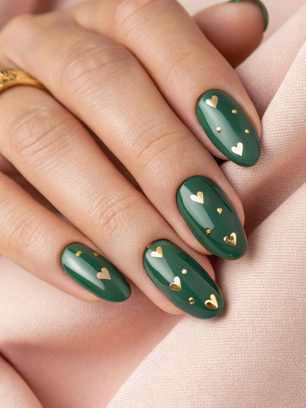 Olive Green with Gold Geometric Pattern