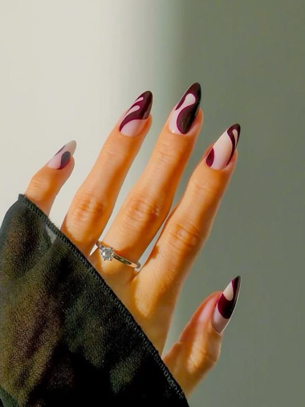 Oxblood Negative Space Lines
