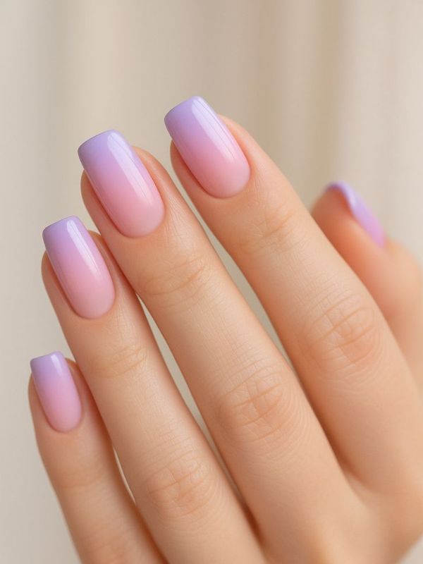 Pink Aura Square Nails