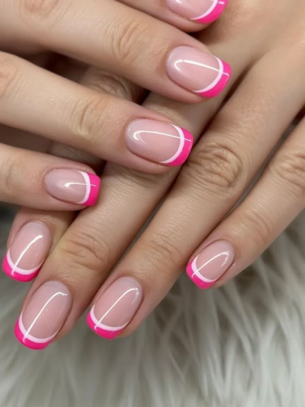 Pink French Tips on Short Nails