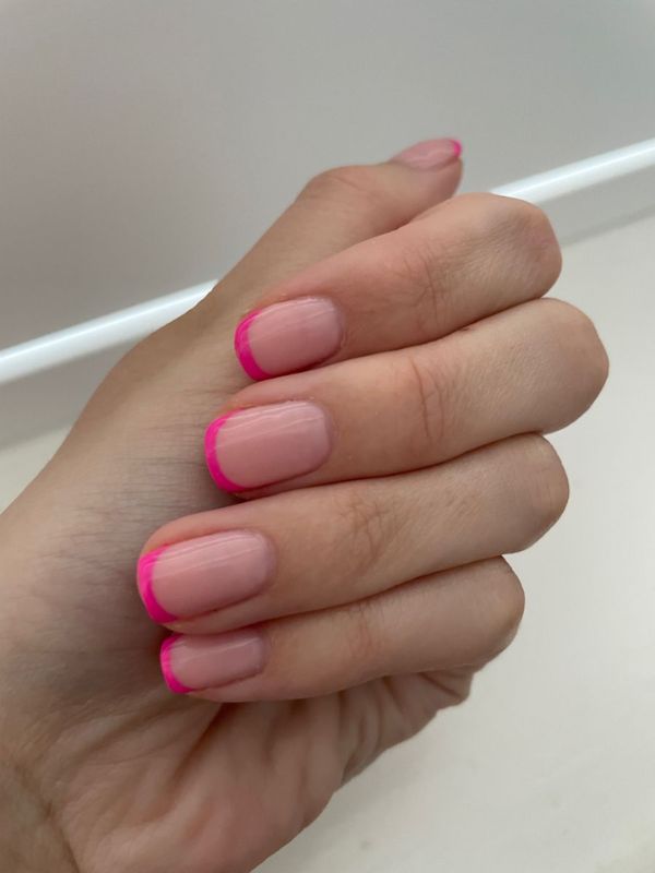 Pink Micro French on Short Nails