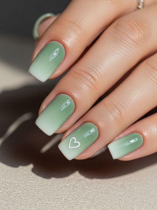Sheer Green Tint Nails