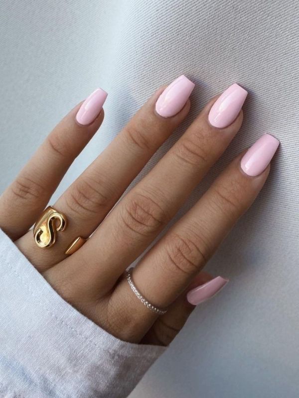 Soft Ballet Pink Square Nails