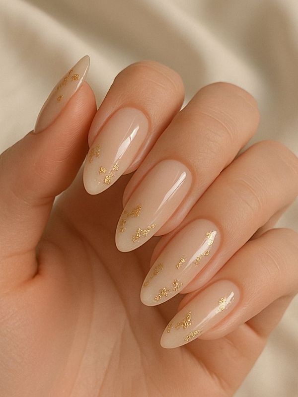 Soft Beige Builder Gel with Gold Foil