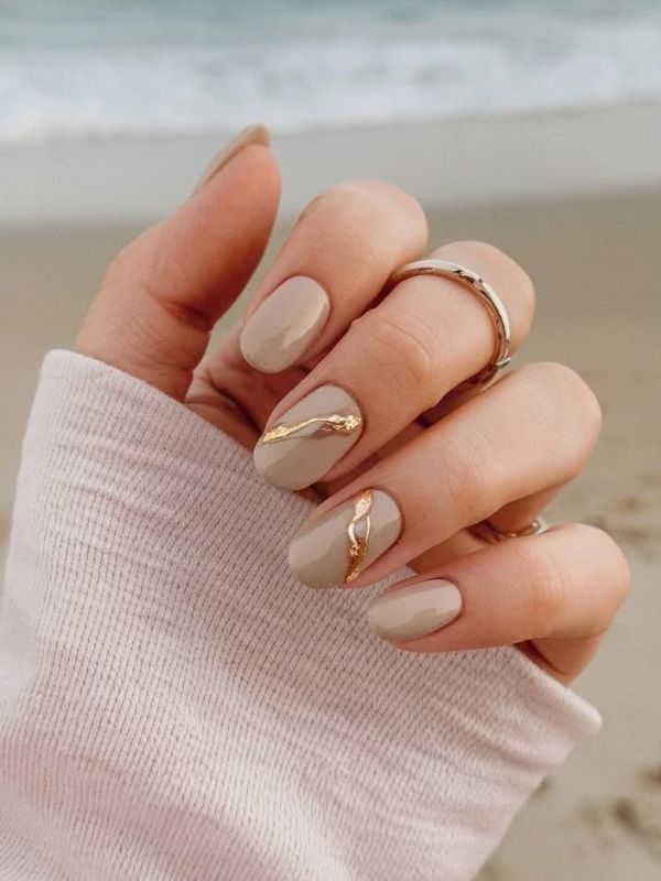 Soft Beige with Gold Foil