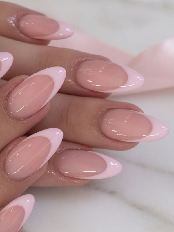 Soft Pink Builder Gel with Micro French Tips